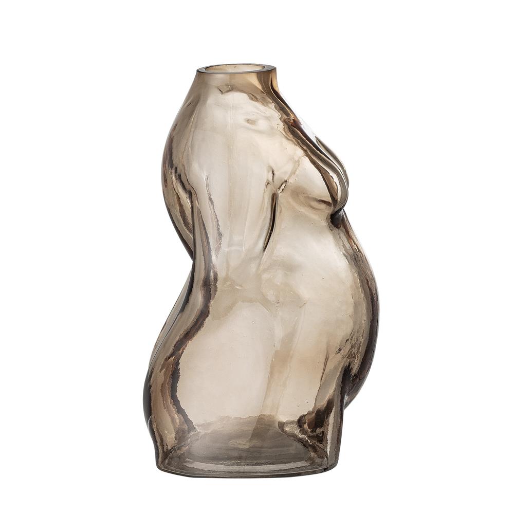 Bloomingville Evie Vase in Braun, 19cm, weibliche Figur aus Glas