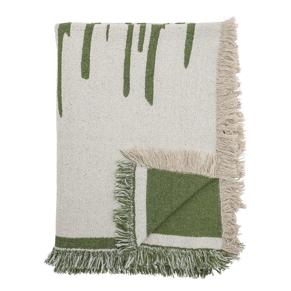 Bloomingville Haxby Decke Grün mit recycelter Baumwolle L160xW130 cm – grüne Kuscheldecke