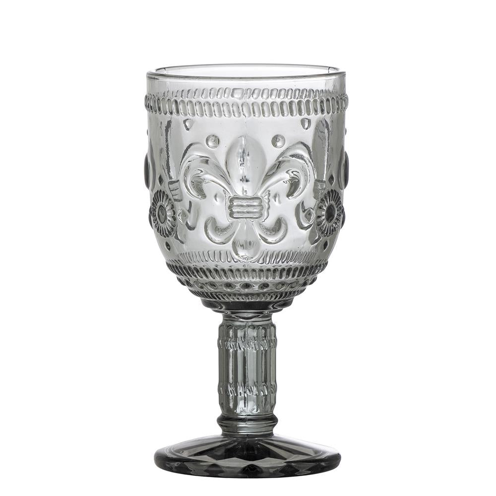 Bloomingville Cordelia Weinglas, 280 ml, elegantes Trinkglas in Grau, dänisches Design