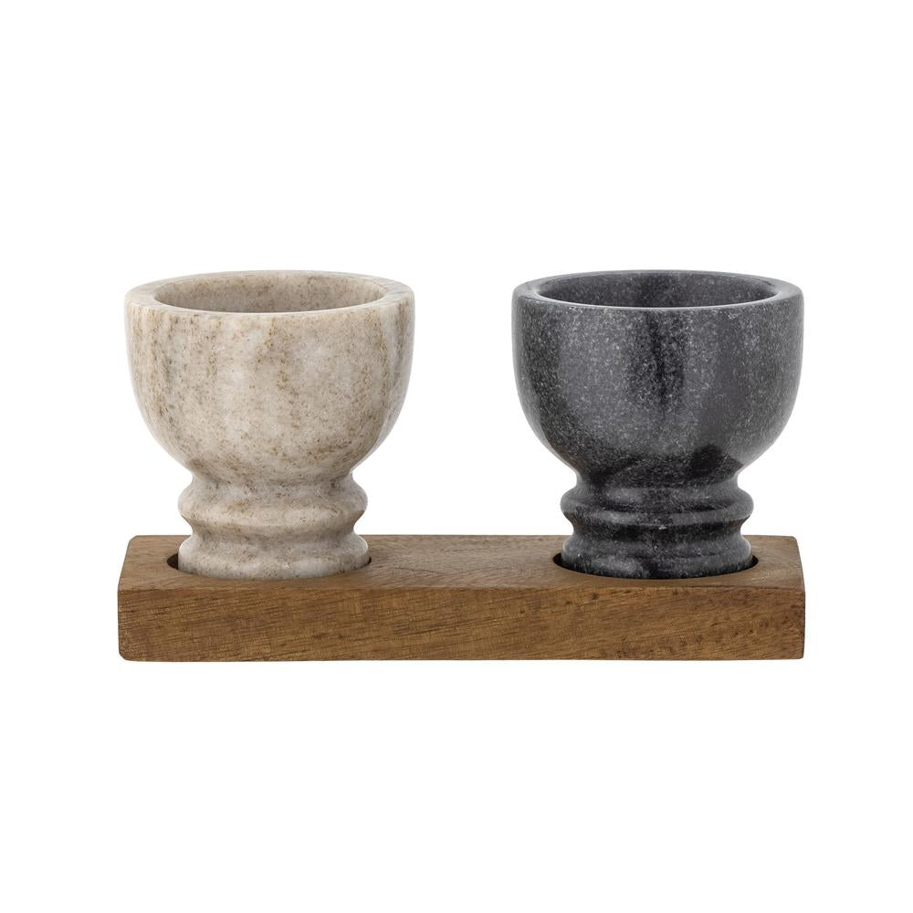 Bloomingville Inesa Salz- und Pfefferstreuer, zwei Marmordosen für Salz und Pfeffer