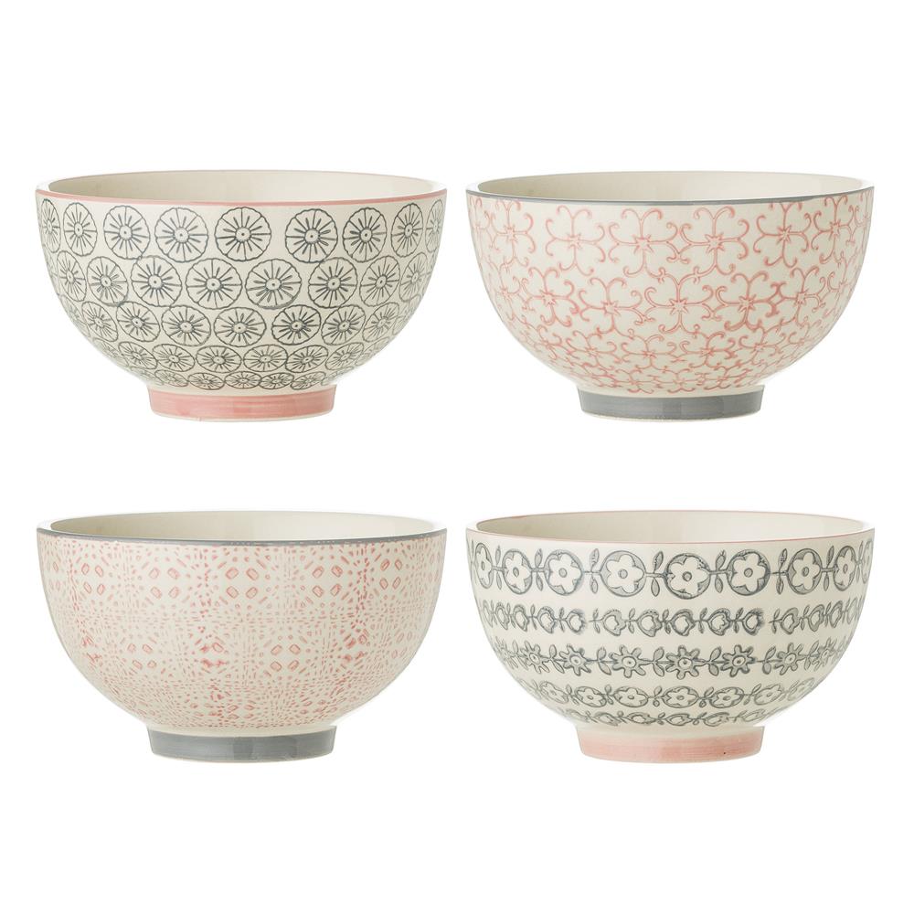 Bloomingville Cécile Schüsseln, 4er Set, Bunt, 600ml, Steingut, dänisches Design