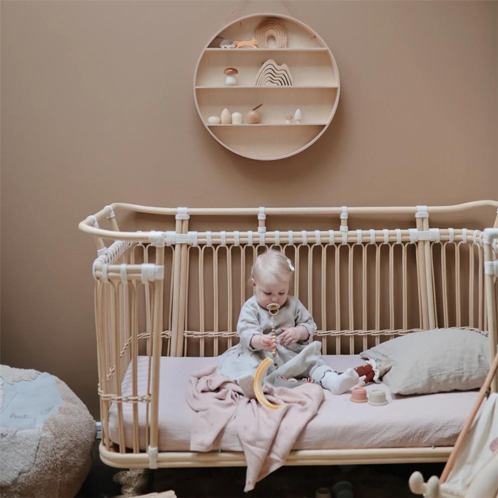 Mushie Gestrickte Babydecke Pointelle, Blush, aus 100% Bio-Baumwolle