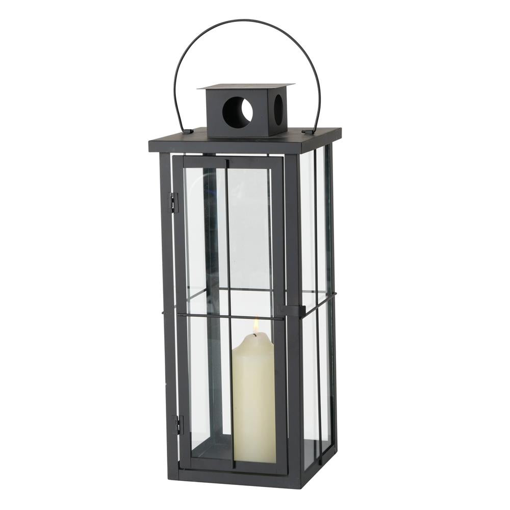 BOLTZE Laterne Arizona 2er Set Schwarz Metall Windlicht Kerzenhalter Skandinavisches Design