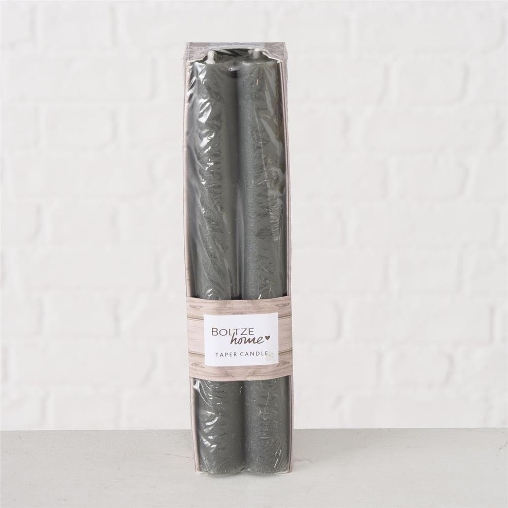 BOLTZE Stabkerze Melia dunkelgrau 4 Stück 20cm Kerzen Wachskerzen Leuchterkerzen Tafelkerzen