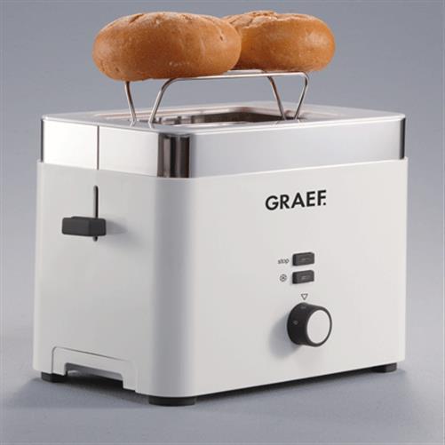 GRAEF 2-Scheiben-Toaster TO61 Weiß Brötchenaufsatz Auftaufunktion wärmeisoliertes Gehäuse
