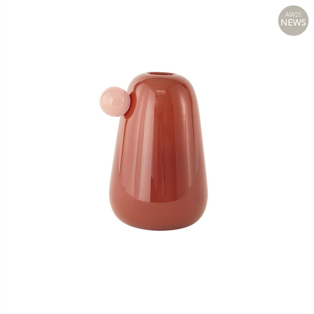 OYOY Inka Vase Small 12,5 x 20 cm Rot Glas Blumenvase Dekovase