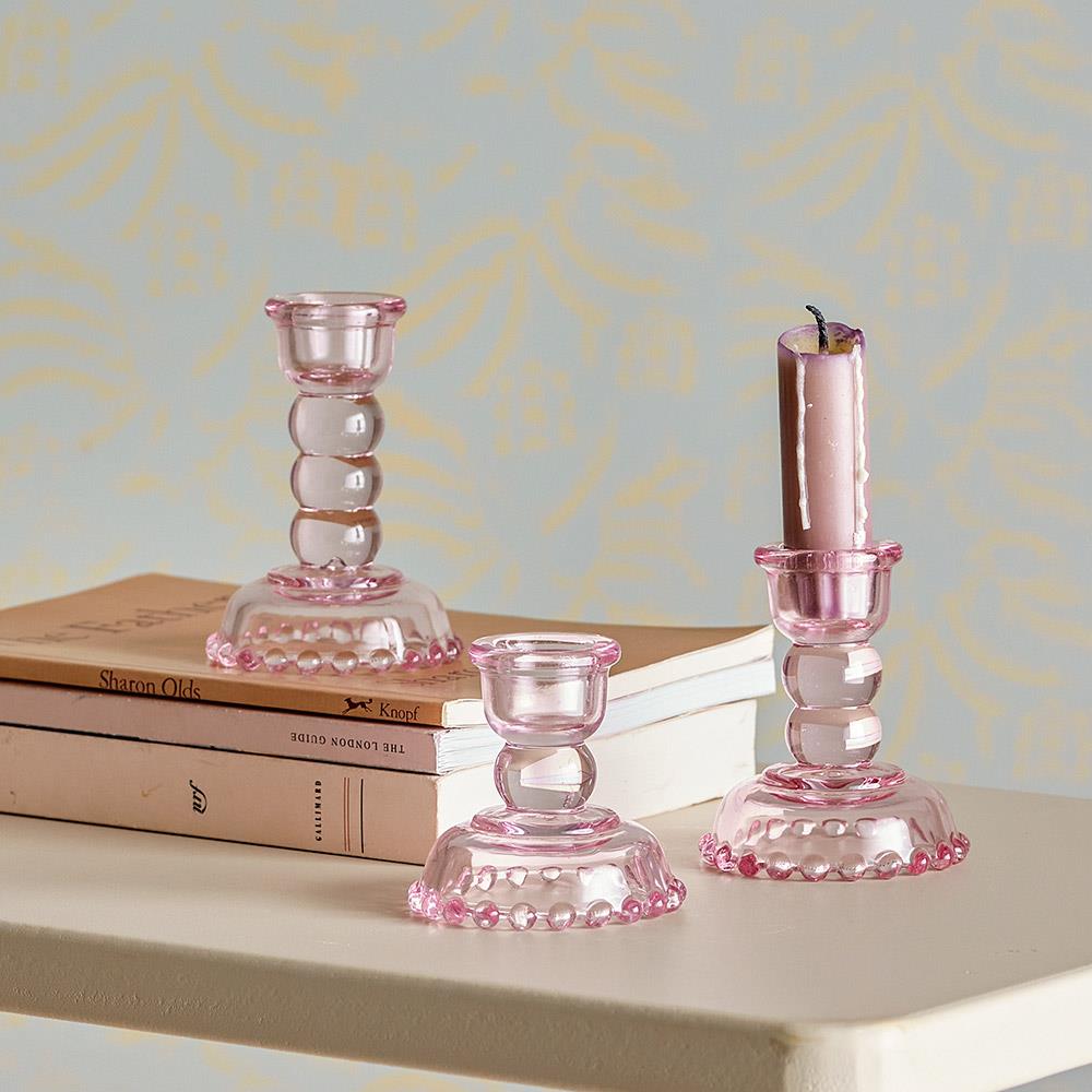 Bloomingville Delphia Kerzenhalter 3er Set Rose – Glas, dekorativ & vielseitig