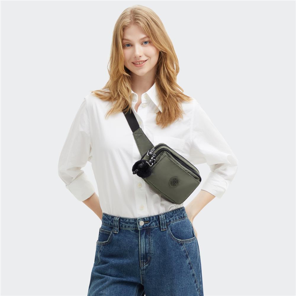 Kipling ABANU MULTI, 2-in-1-Crossbody- und Bauchtasche, Green Moss (grün), Schultertasche