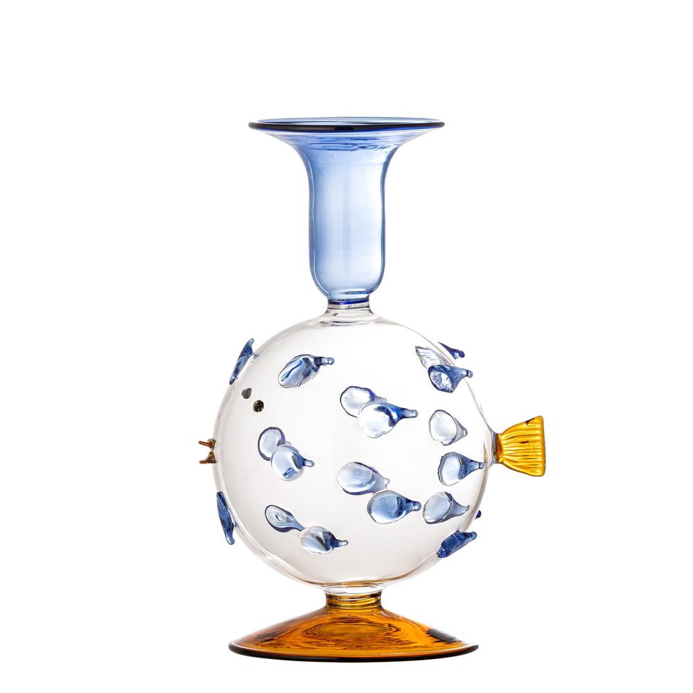 Bloomingville Phila Kerzenhalter Blau Glas D11xH17 cm Deko
