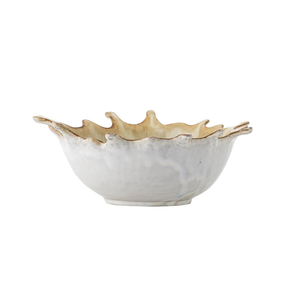 Bloomingville Alcott Schale aus Steingut, Natur – dekorative Servierschale mit Glasur