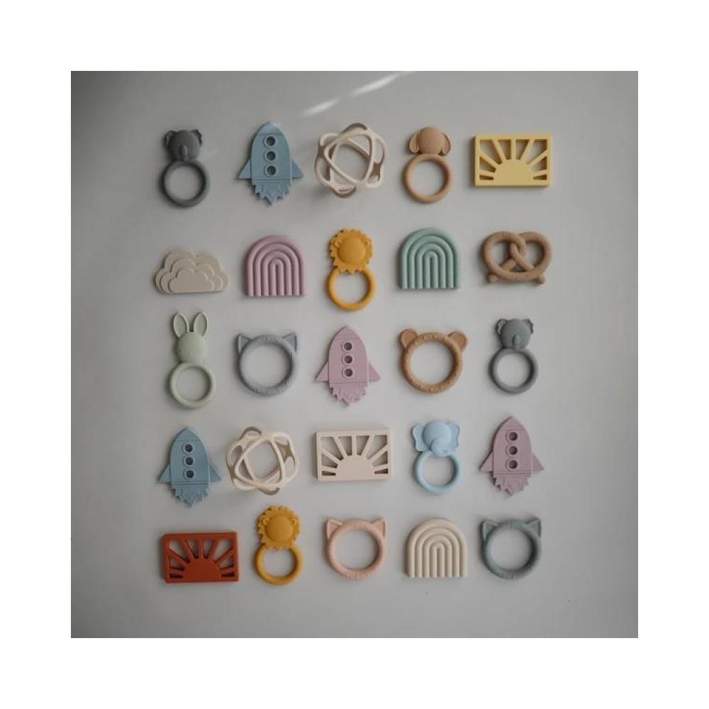 Mushie Beißring Ball, Dove Gray, aus Silikon, BPA-frei