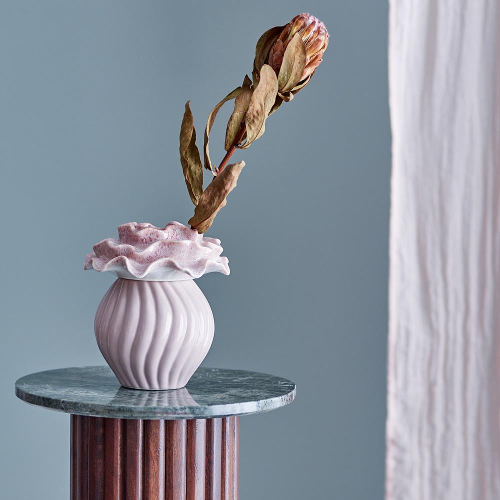 Bloomingville Petalia Vase Rose Steingut D15,5xH17 cm – elegante Rosenvase