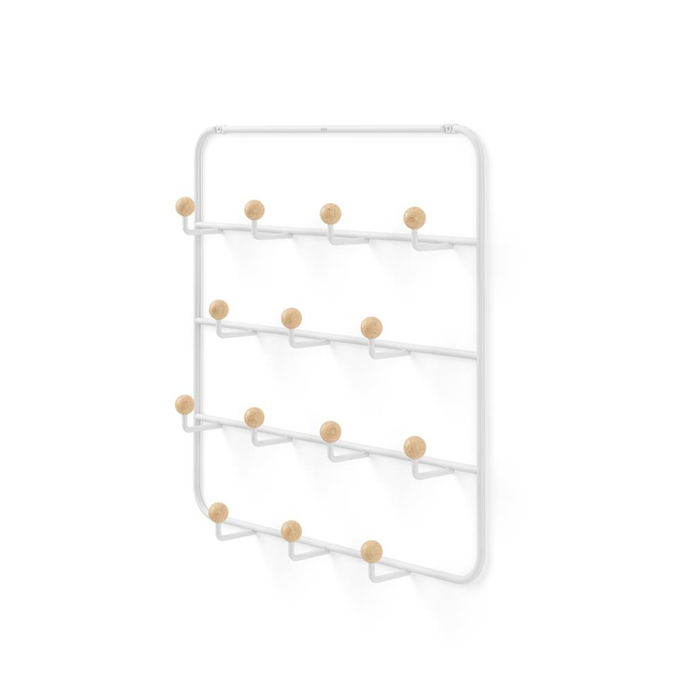 Umbra Estique Multifunktionale Türgarderobe mit 14 Haken, Türhaken ohne Bohren, Wandgarderobe in Weiß