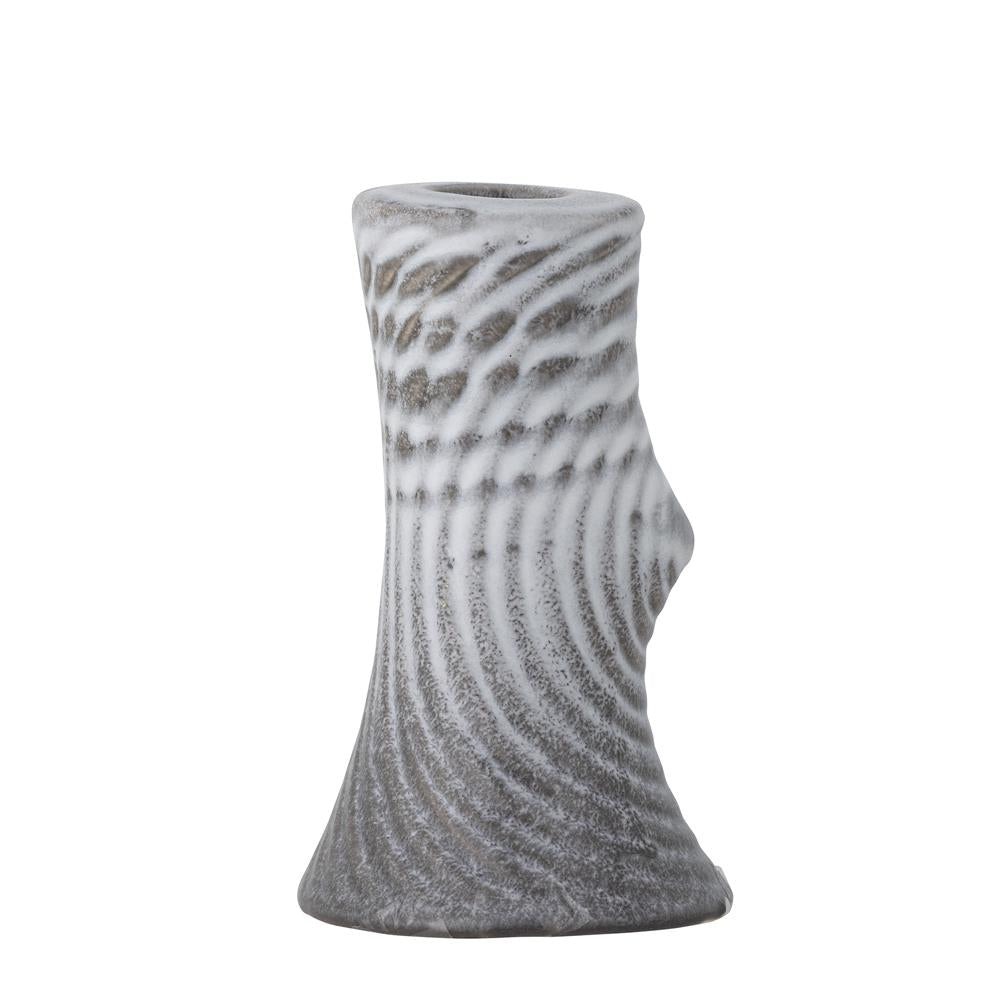 Bloomingville Raheem Kerzenständer in Grau, 13cm, aus Steingut