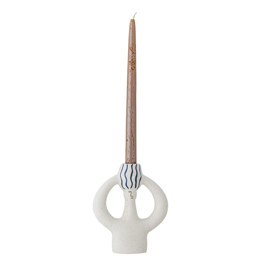 Bloomingville Hatty Kerzenhalter Blau – Steingut, handbemalt, grafisches Design