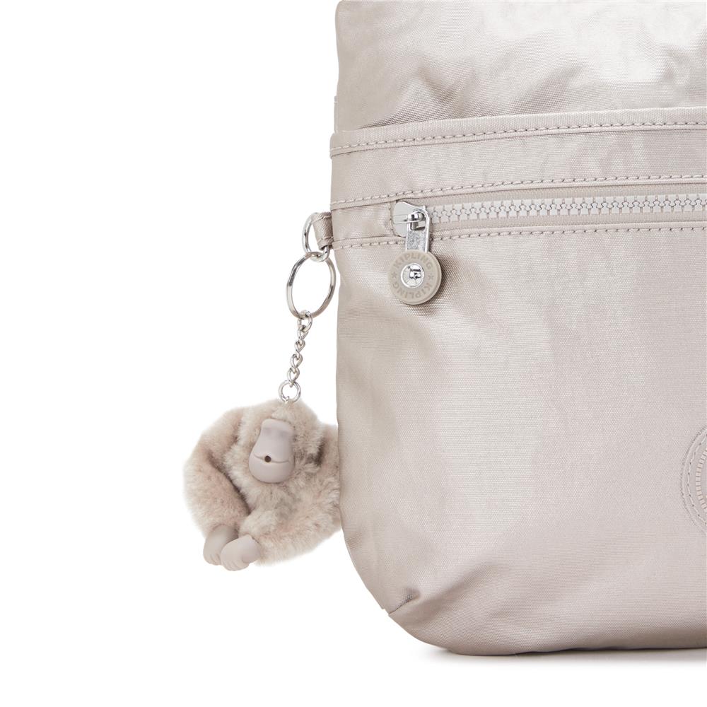 Kipling ARTO M, Mittelgroße Umhängetasche, Metallic Glow (beige), Schultertasche mit Reißverschluss
