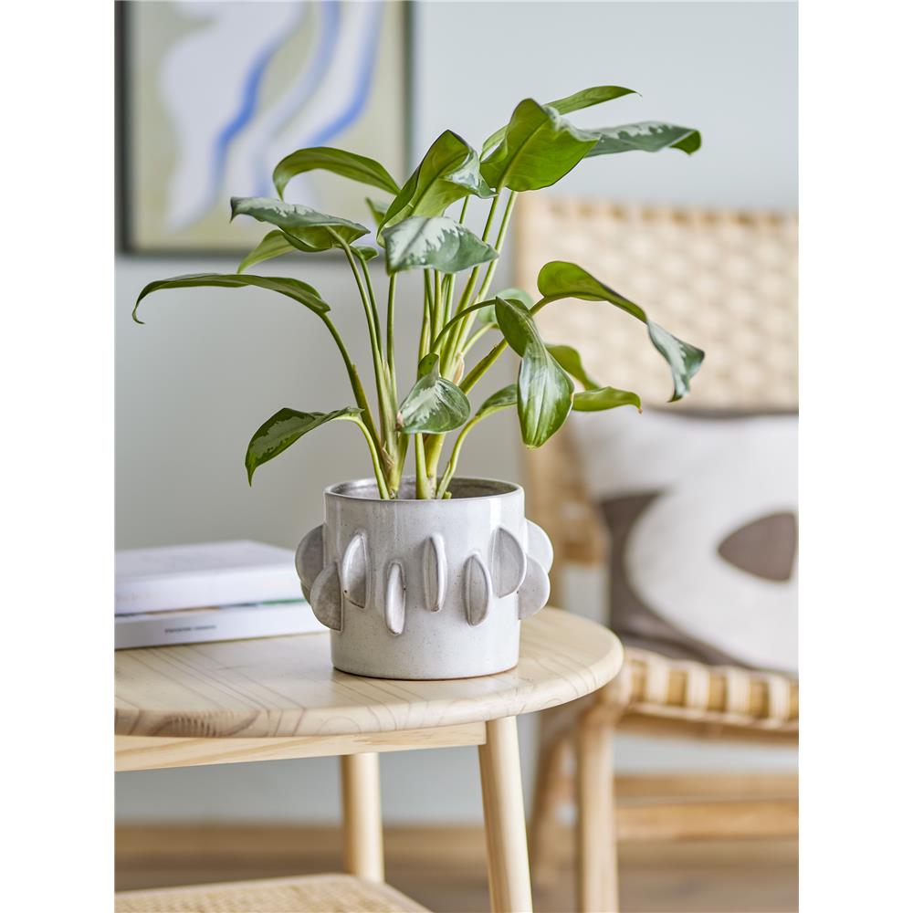 Bloomingville Roza Blumentopf in Weiß, 18x13 cm, aus Steingut