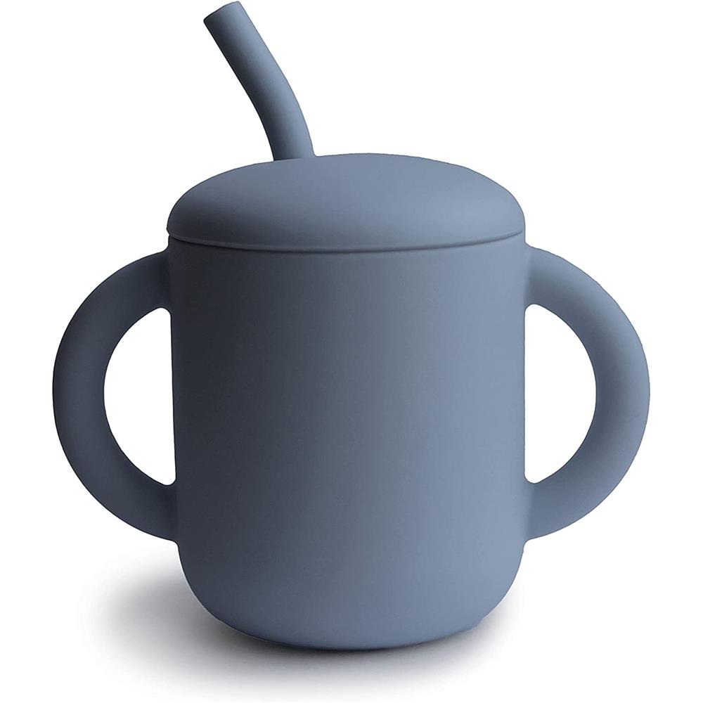 Mushie Silikon-Trinklernbecher mit Strohhalm, Tradewinds, BPA-frei