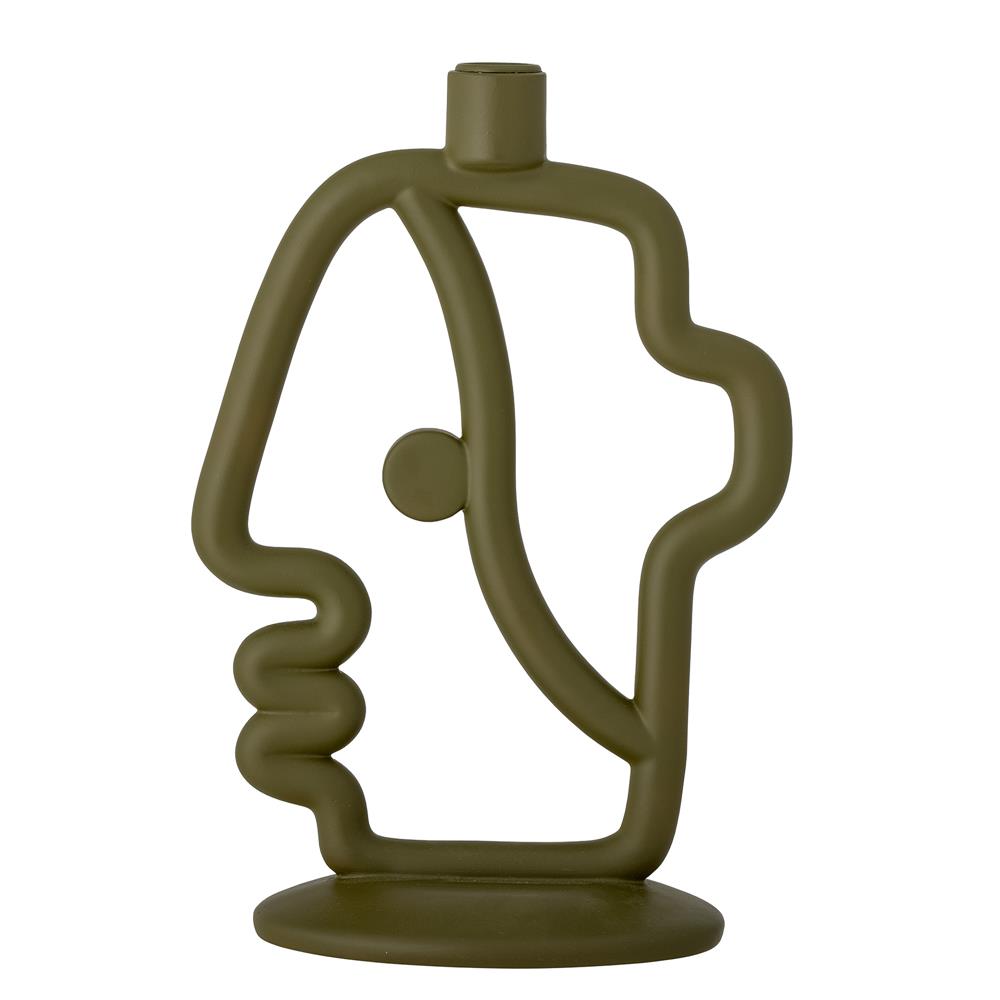 Bloomingville Flavie Kerzenhalter, Grün, aus Polyresin, dekorativer Kerzenständer für Stabkerzen