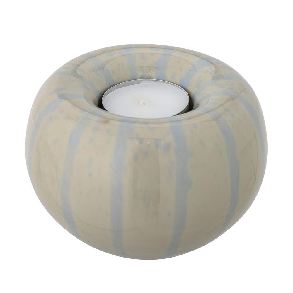 Bloomingville Agate Teelichthalter, Gelb, Steingut, Ø 11 cm, handbemalt, dekorativ & gemütlich