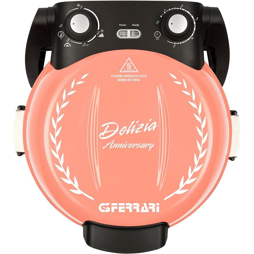 G3Ferrari Delizia Pizzaofen Anniversary Coral plus Passion für Pizza Ø 31cm mit Wende-Pizzastein und Pfanne