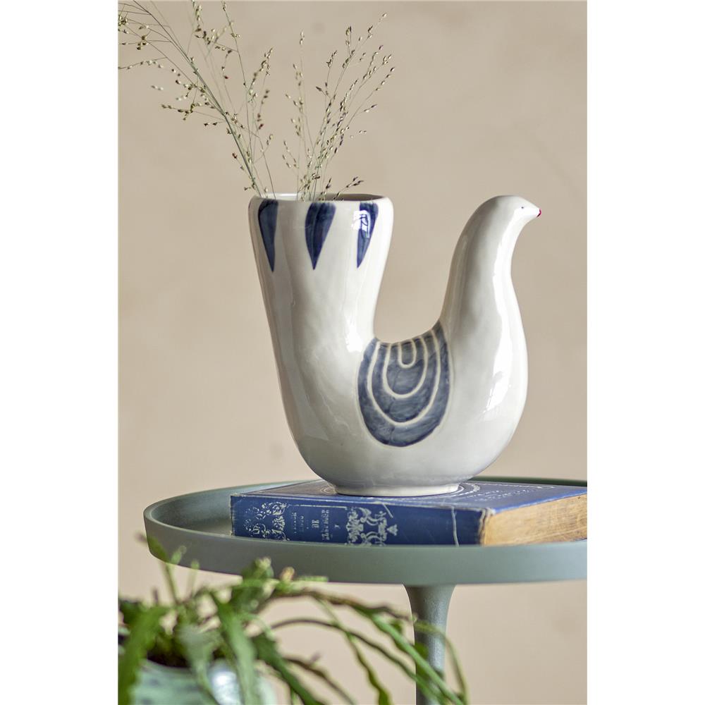 Bloomingville Trudy Vase in Weiß, 19cm, aus Steingut in Vogelform