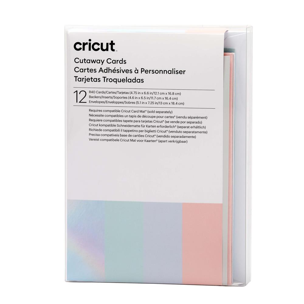 Cricut Cutaway Cards Pastell R40 Klebekarten mit Hintergrundblätter 12 Stück