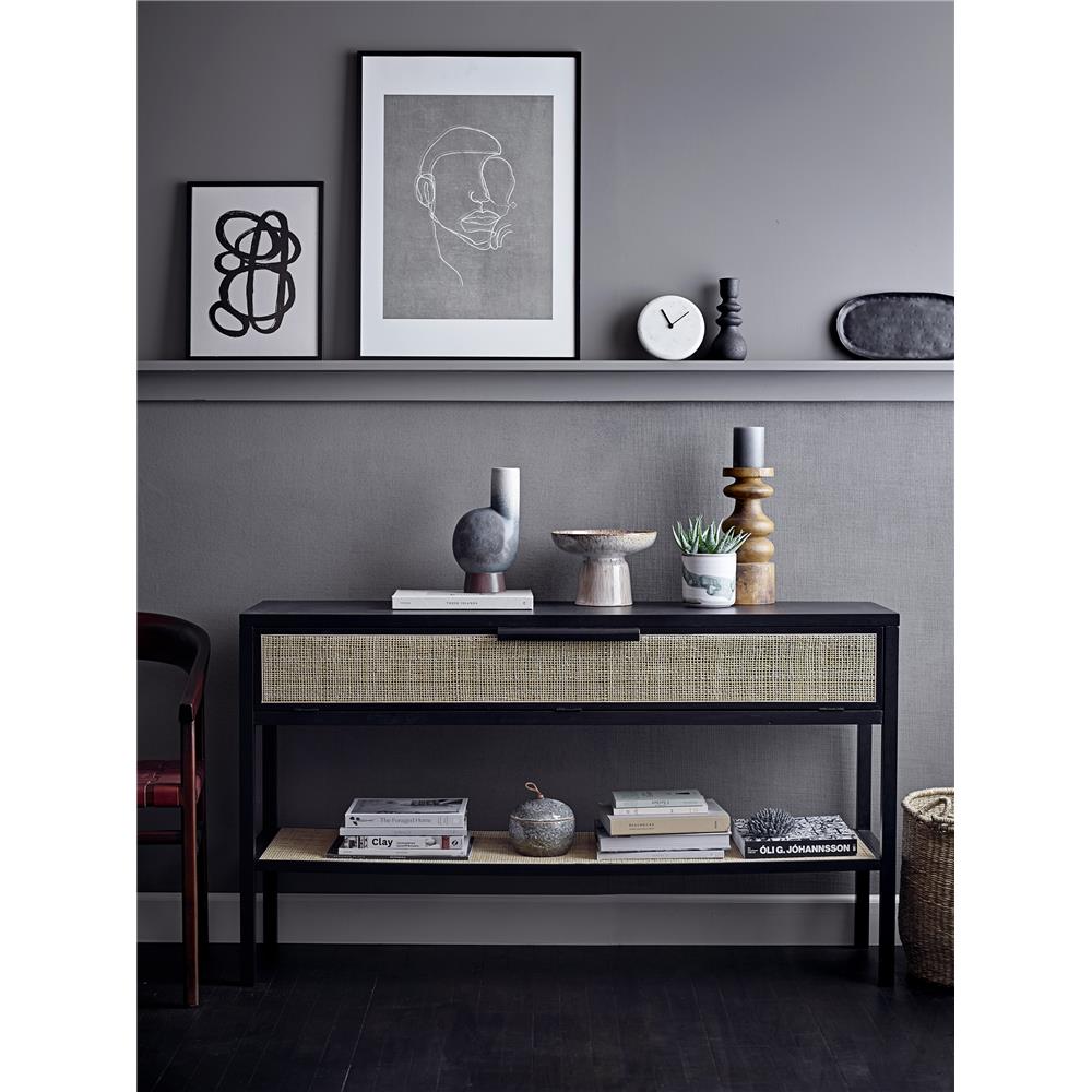 Bloomingville Emir Kerzenständer Steingut Schwarz 8 x 19 cm Kerzenhalter