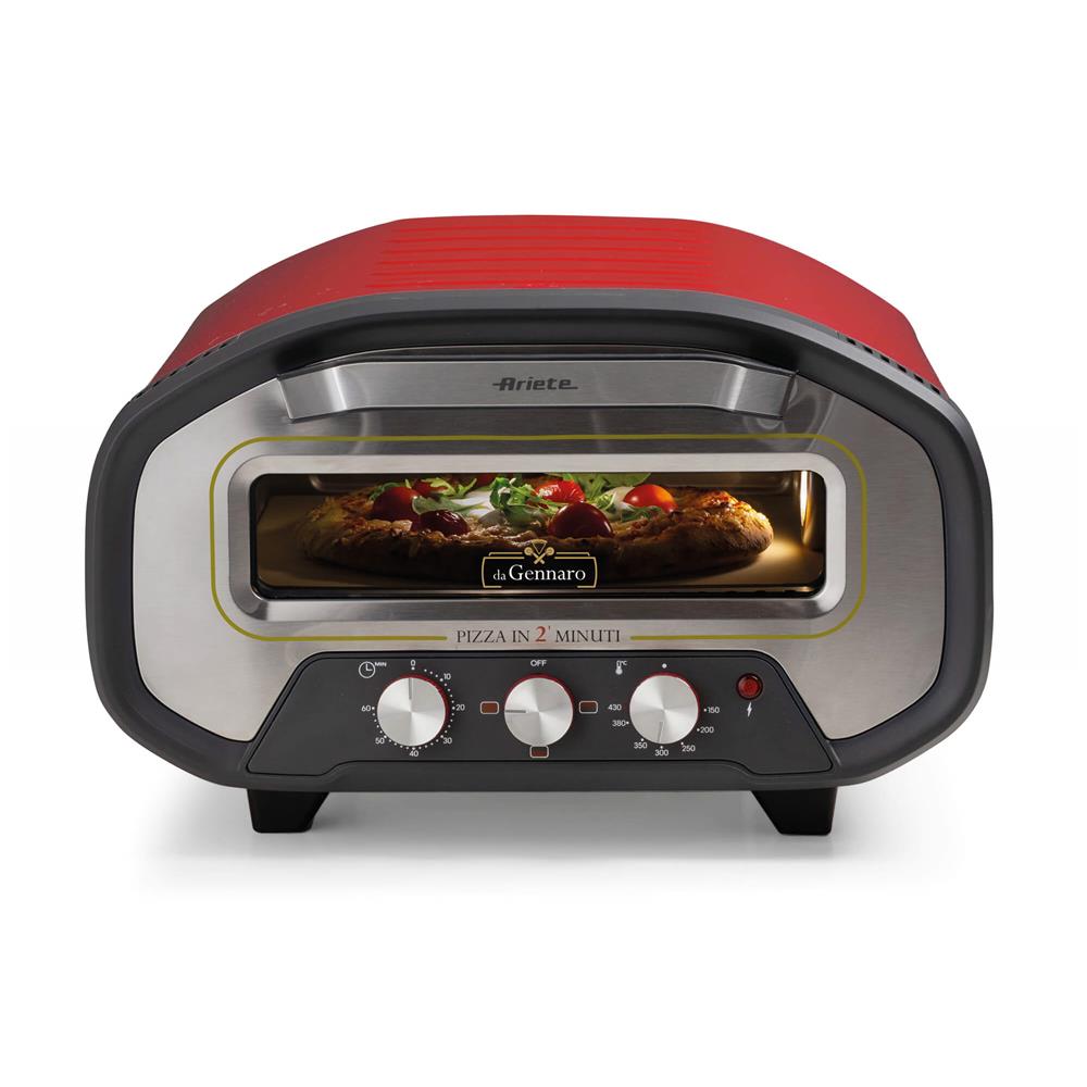 Ariete Da Gennaro Pizzaofen, Rot, mit Pizzastein, bis 430 Grad, 2200W