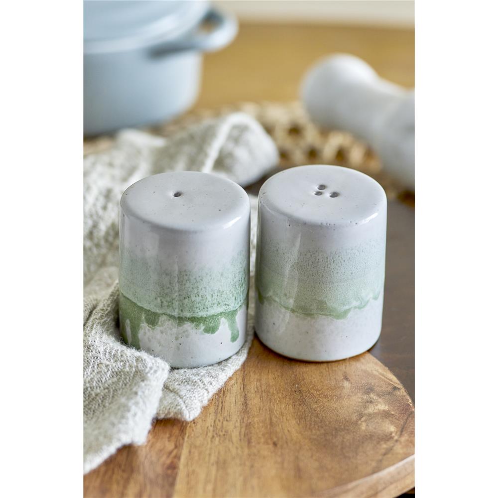 Bloomingville Paula Salz- und Pfefferstreuer, Grün, Steingut, dänisches Design