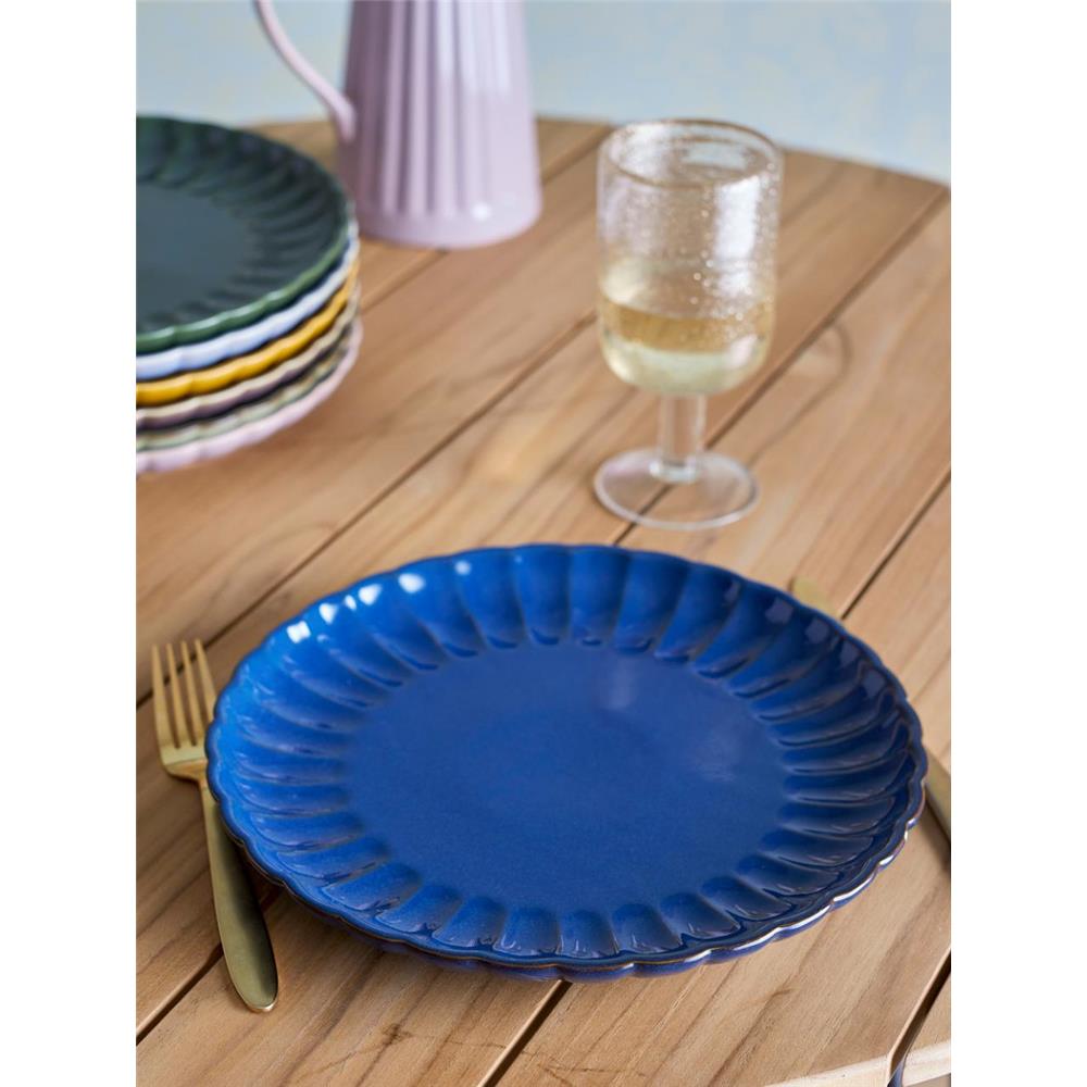 Bloomingville Latina Teller, Dunkelblau, 27 cm, Steingut, Speiseteller, dänisches Design