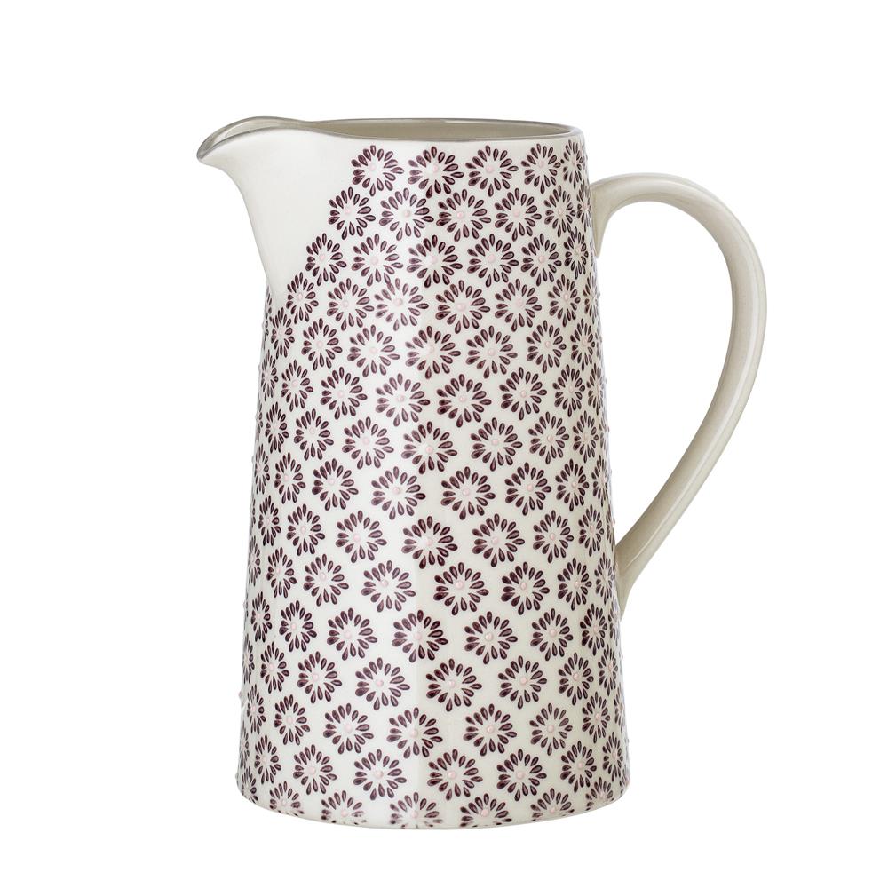 Bloomingville Maya Wasserkrug in Lila geblümt 1,7L aus Keramik im dänischen Design
