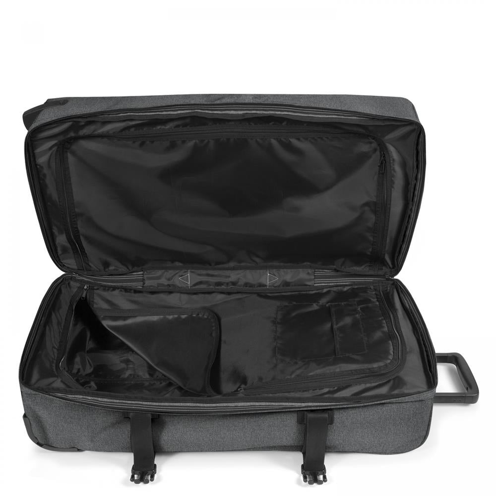 Eastpak TRANVERZ L, Großer Reisetrolley, Black Denim (grau), 121L, Rollkoffer mit 2 Rädern und TSA-Schloss