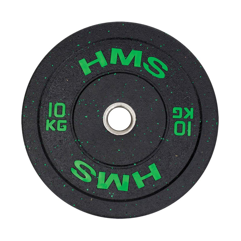 Hantelscheibe 10 kg Gummiert 50 mm Bumper Plate | HMS HTBR10