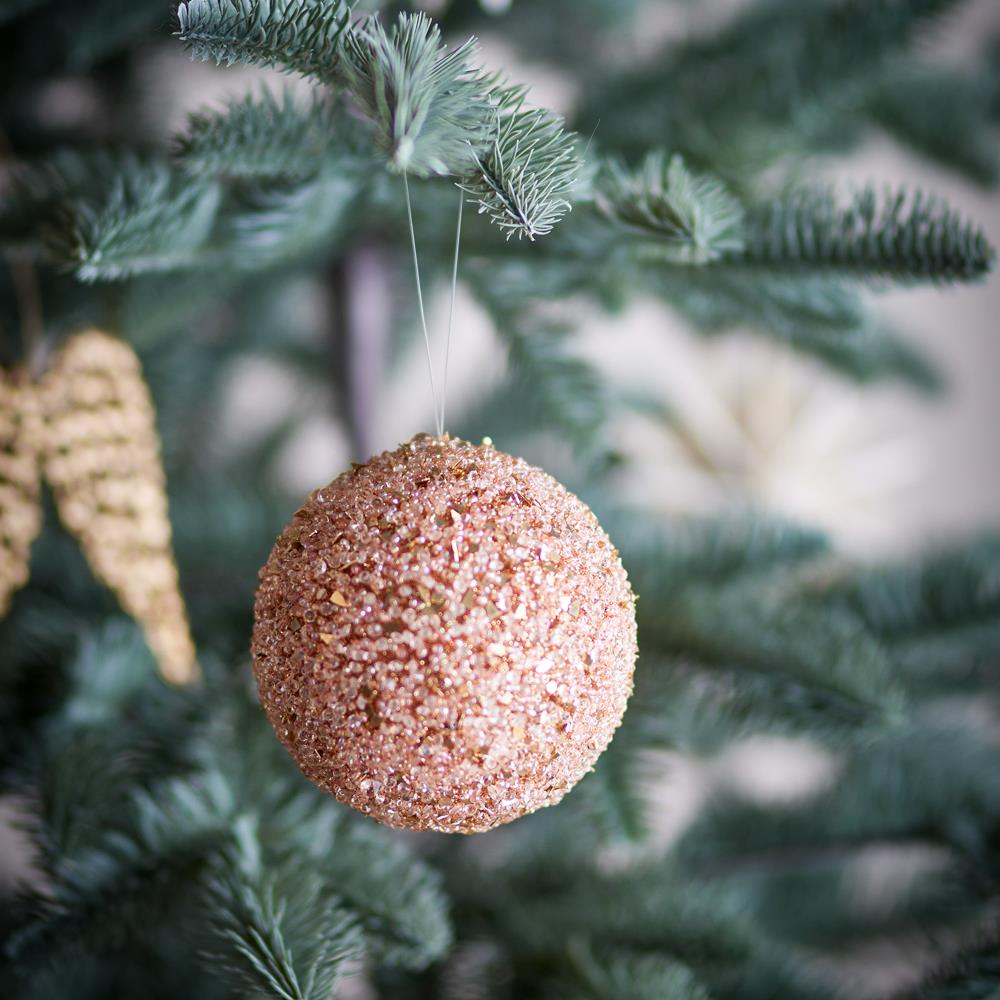 Bloomingville Nicolet Weihnachtskugel, Gold, 9 cm Christbaumschmuck mit Glitzer