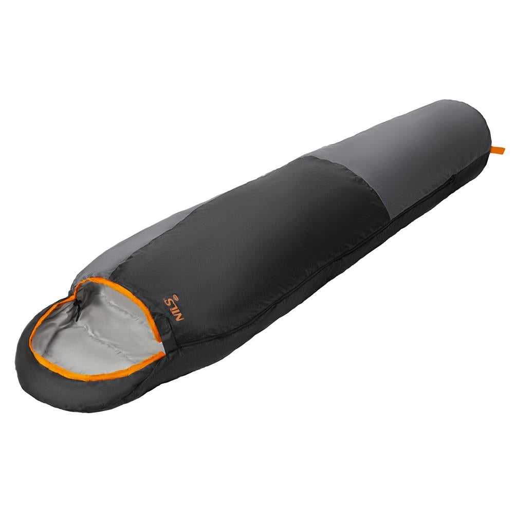 NILS CAMP Ultra Light Schlafsack Grau-Orange - leichter Sommerschlafsack für Camping & Trekking