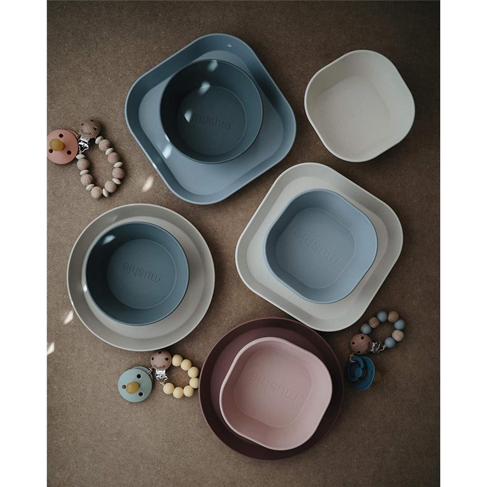 Mushie Kinderschüssel 2er Set, Woodchuck, rund, BPA-frei