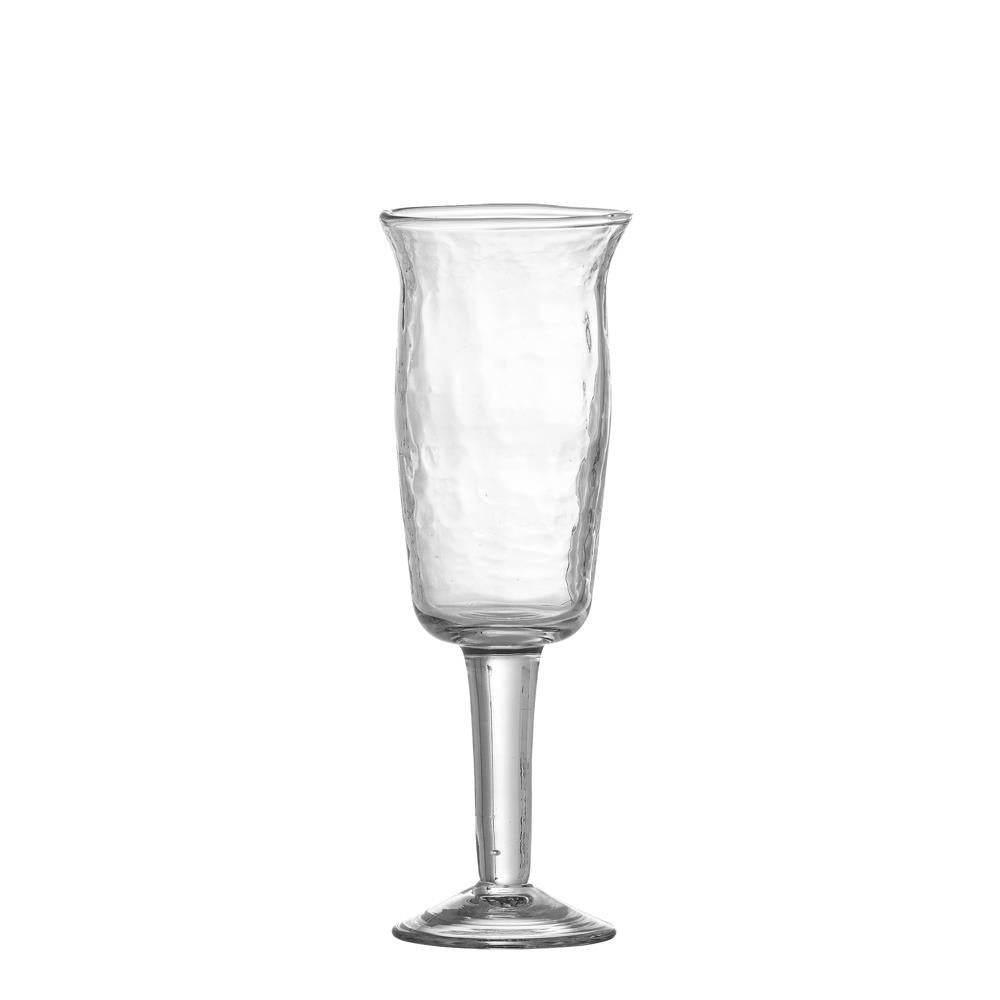 Bloomingville Asha Weinglas Klar Recyceltes Glas D6xH17,5 cm 4er Set – gehämmertes Weinglas