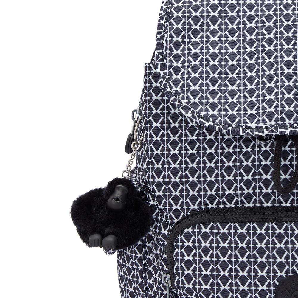 Kipling CITY PACK S, Kleiner Rucksack, Signature Print (schwarz), 9L, Kompakt & Stylisch