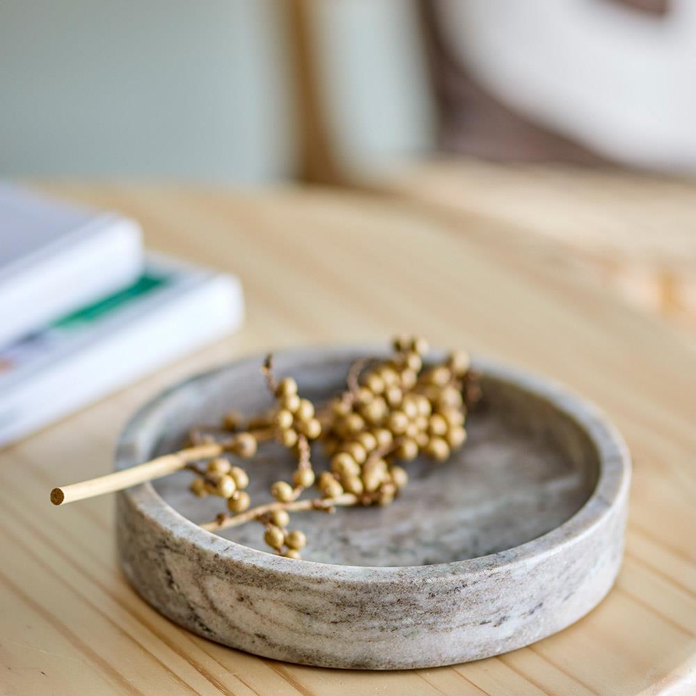 Bloomingville Ivette Tablett, rund, Marmor, 20 cm, dekorative elegante Schale