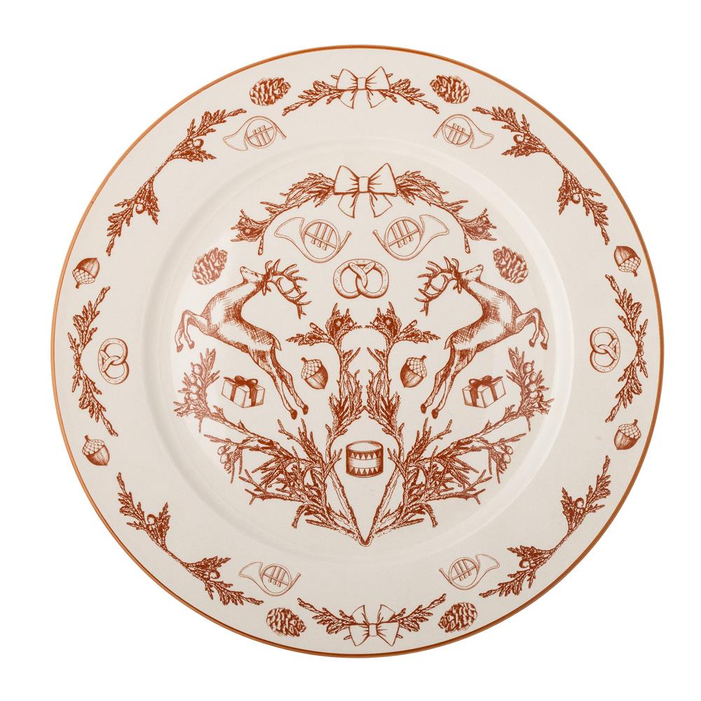 Bloomingville Beth Weihnachtsteller, Braun, Steingut 30,5 cm Retro