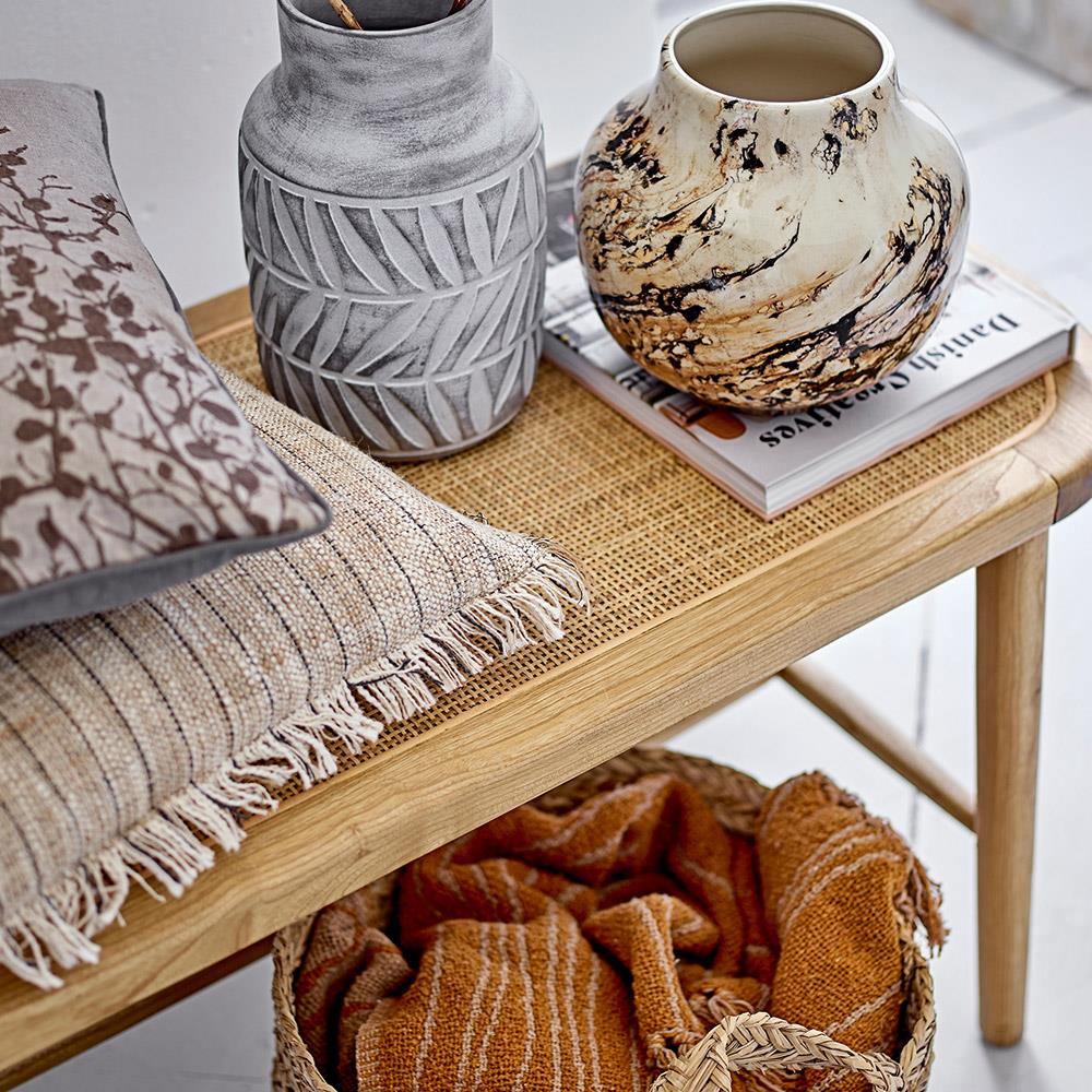 Bloomingville Ginna Decke Braun 160x130 cm – Recycelte Baumwolle mit Wellenmuster