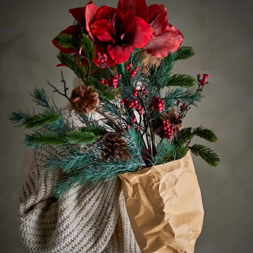 Bloomingville Rubia Blumenstrauß Rot Kunstblumen Weihnachtsdeko 105 cm