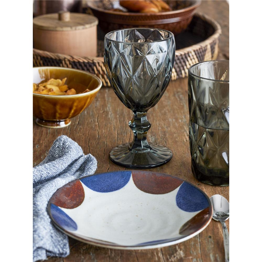 Bloomingville Asana Trinkglas Grau 400ml Glas Facettenmuster spülmaschinenfest