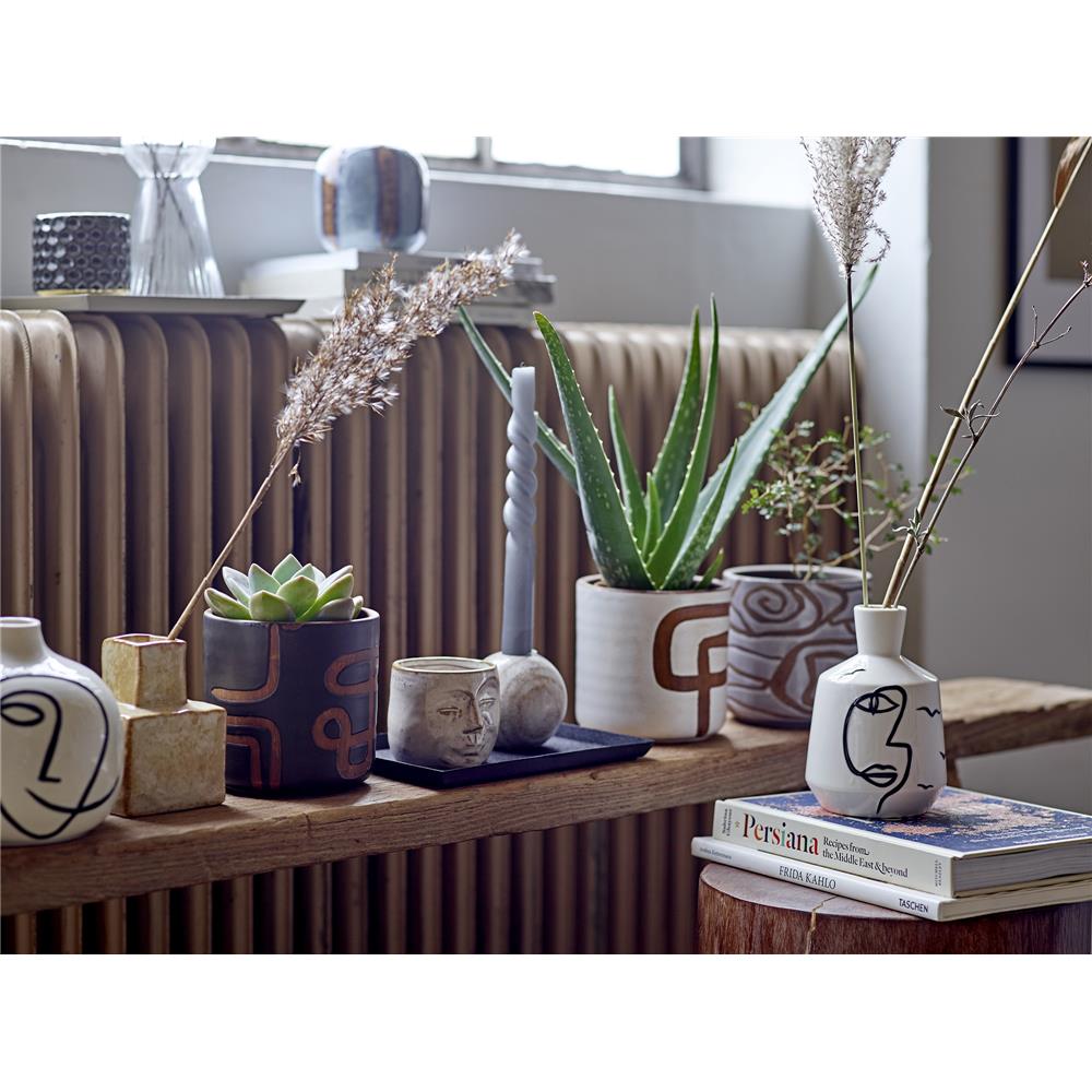 Bloomingville Lija Blumentopf Weiß Terrakotta Übertopf Dekotopf dänisches Design 12 cm Durchmesser