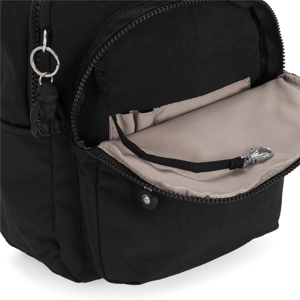 Kipling SEOUL S, Kleiner Schulrucksack mit 11-Zoll-Tabletfach, 14L, Black Noir (schwarz)