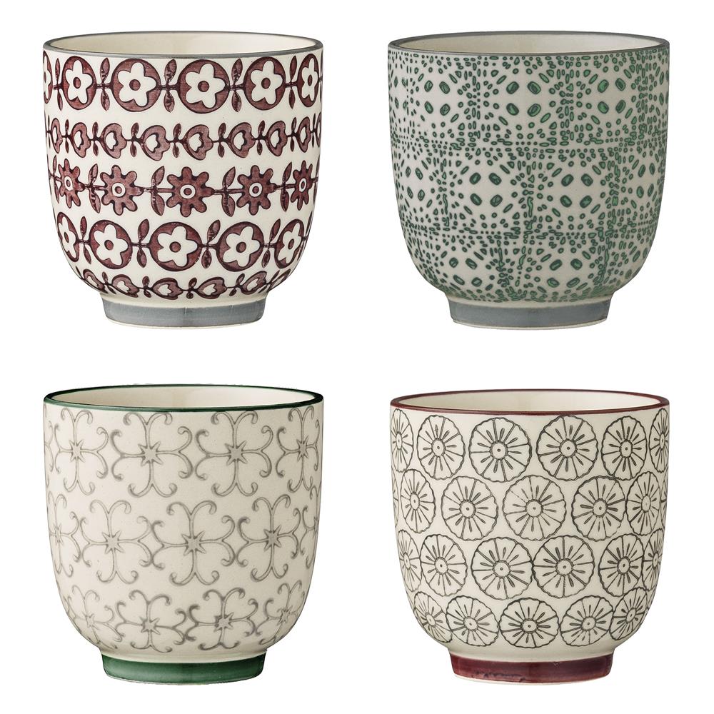 Bloomingville Karine Becher, 4er Set, Bunt, 150ml, Steingut, dänisches Design