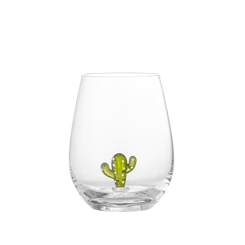 Bloomingville Misa Trinkglas, 560 ml, aus Glas mit Kaktusfigur im Inneren