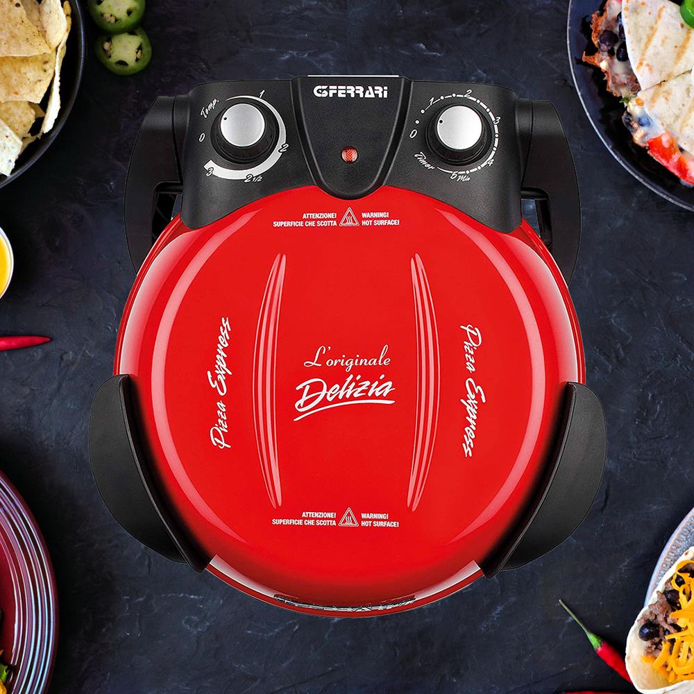 G3Ferrari elektrischer Pizzaofen Delizia Pizzamaker 1200 W für Pizza Ø 31cm rot Pizzamaker mit feuerfestem Naturstein