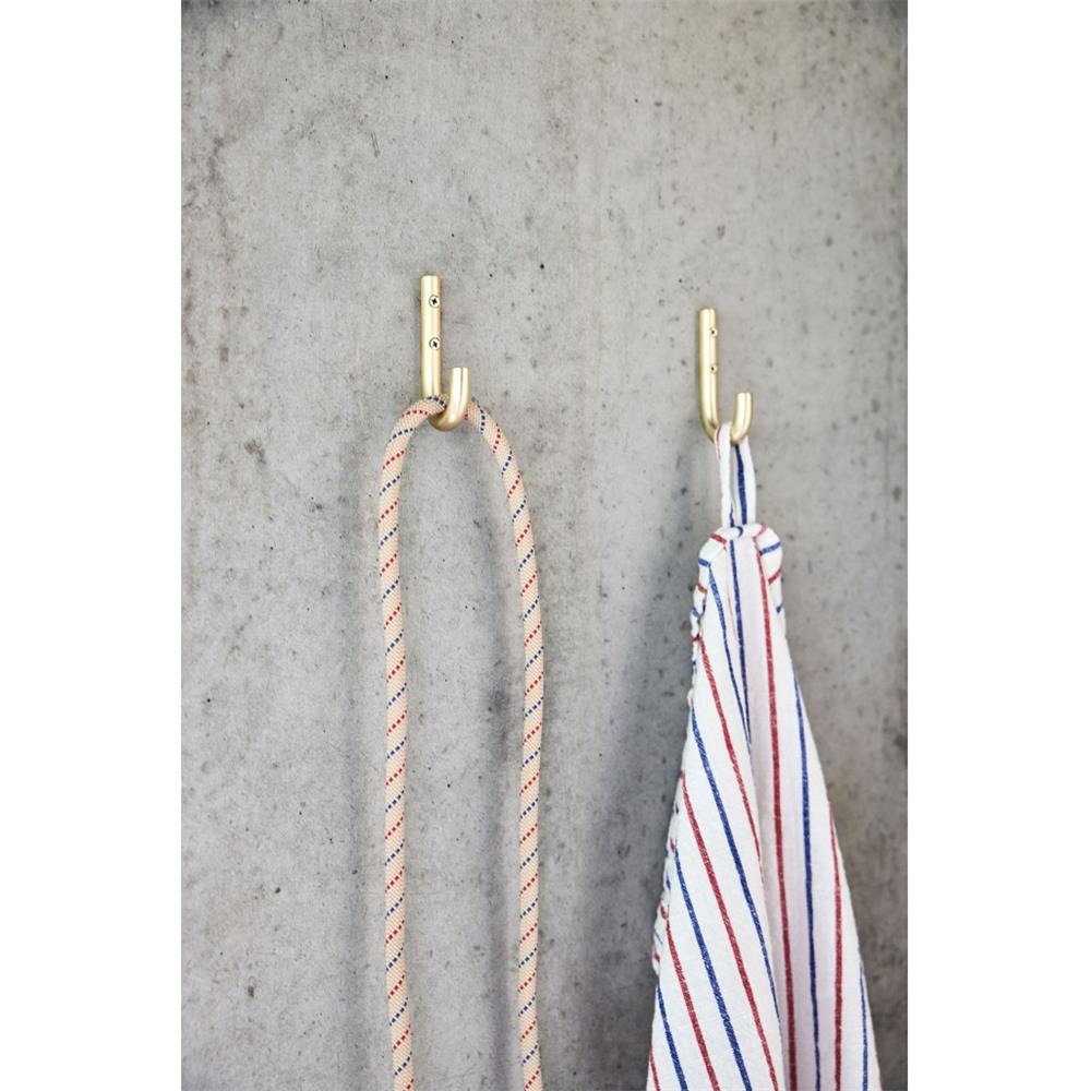 OYOY Pieni Schlichte Haken 2er Set Handtuchhalter in Messing-Gold aus Edelstahl
